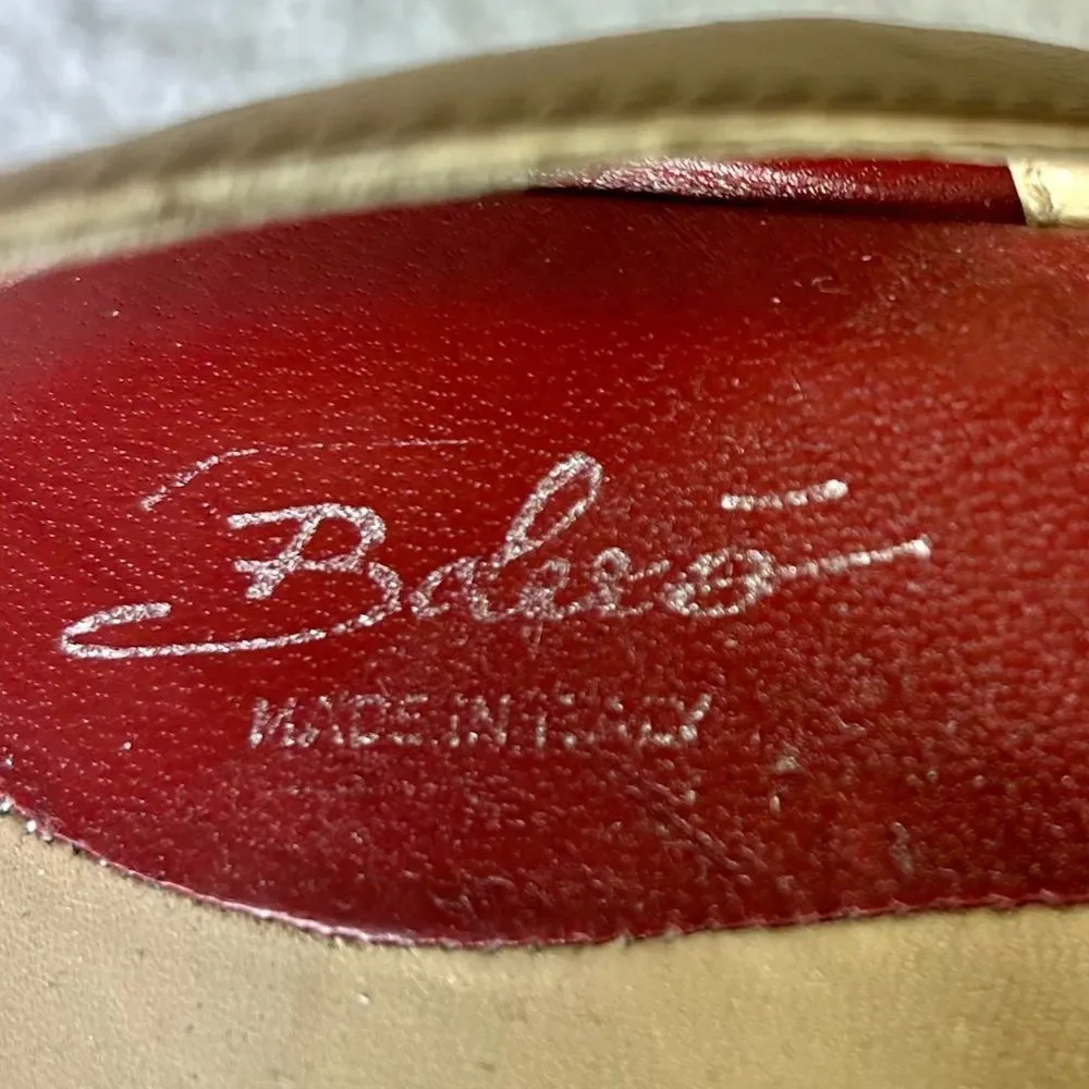 Bolero Italian Leather Tan Red Flower Wedge Heels Women’s size 36